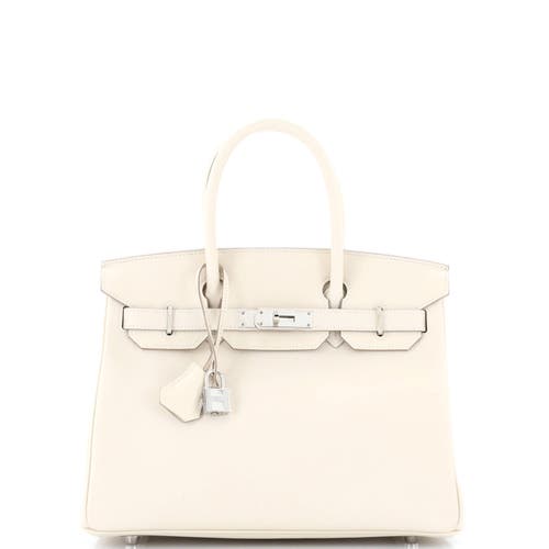 Pre-owned Hermes Hermes Birkin Handbag Light Epsom With Palladium Hardware 30 In White