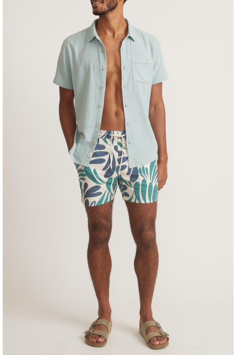 Abstract Floral Swim Trunks, Alternate, color, COOL ABSTRACT FLORAL