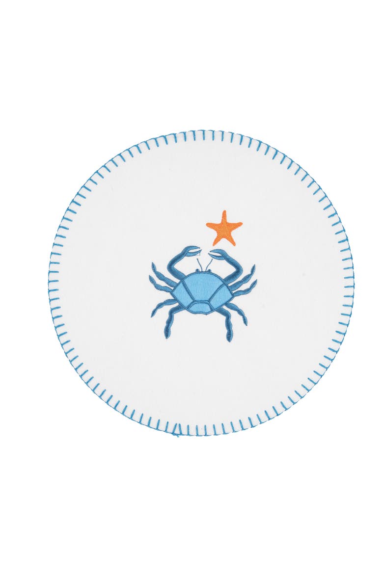 Crab Felt RD Placemats Set of 6, Main, color, White