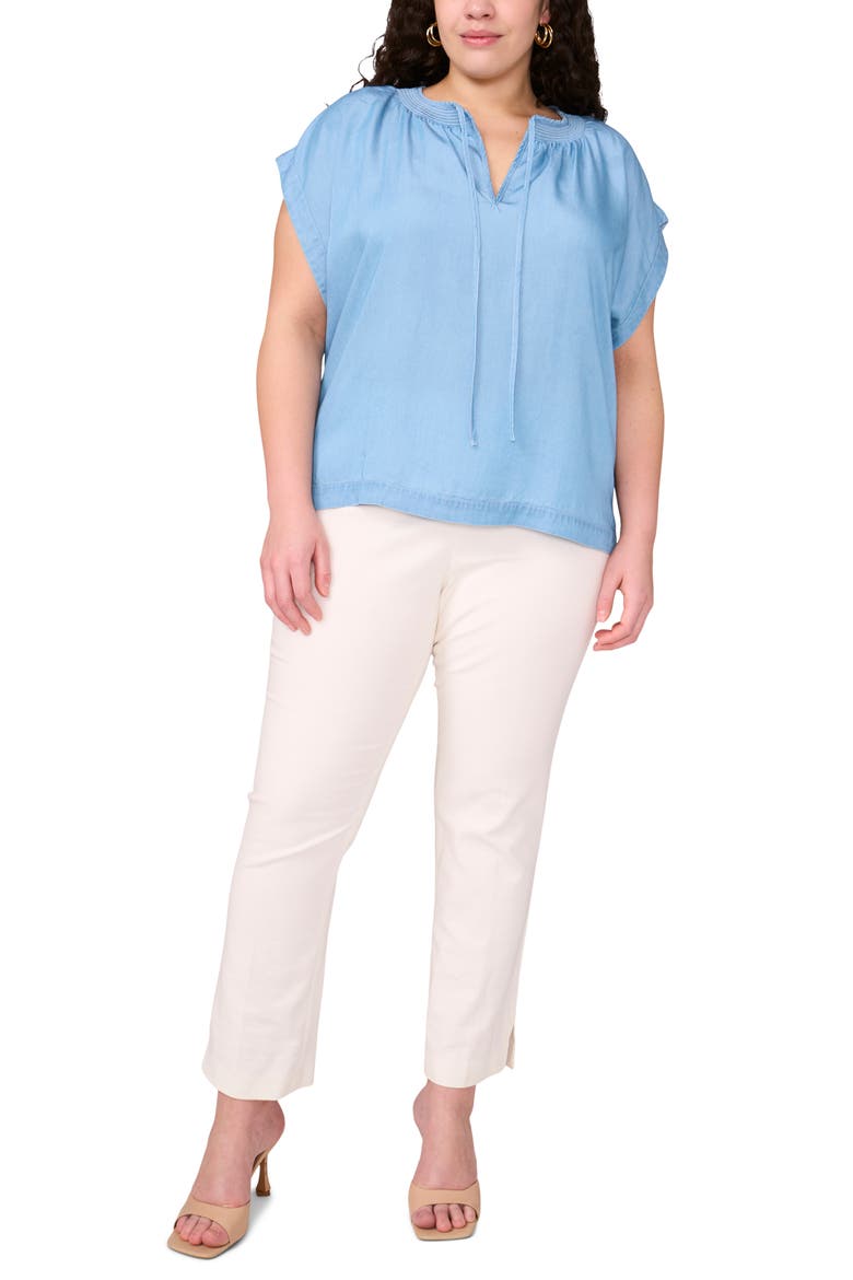 Chambray Peasant Top, Alternate, color, INDIGO