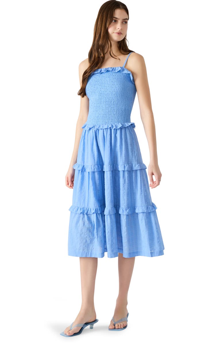 Steve Madden Nash Tiered Cotton Sundress, Alternate, color, Aurora Blue