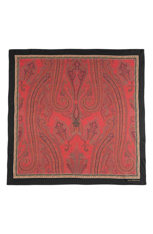 Ralph Lauren Lauren Paisley Square Silk Scarf In Brown