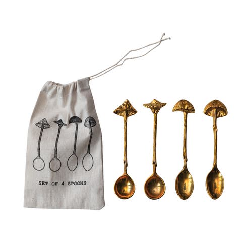 4-Piece Spoons with Mushroom Handles