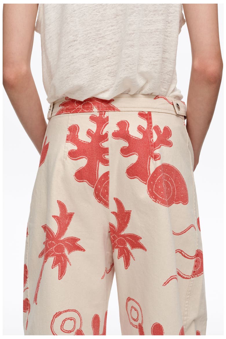 Barrel-Leg Cotton Ankle Trousers, Alternate, color, SAND RED