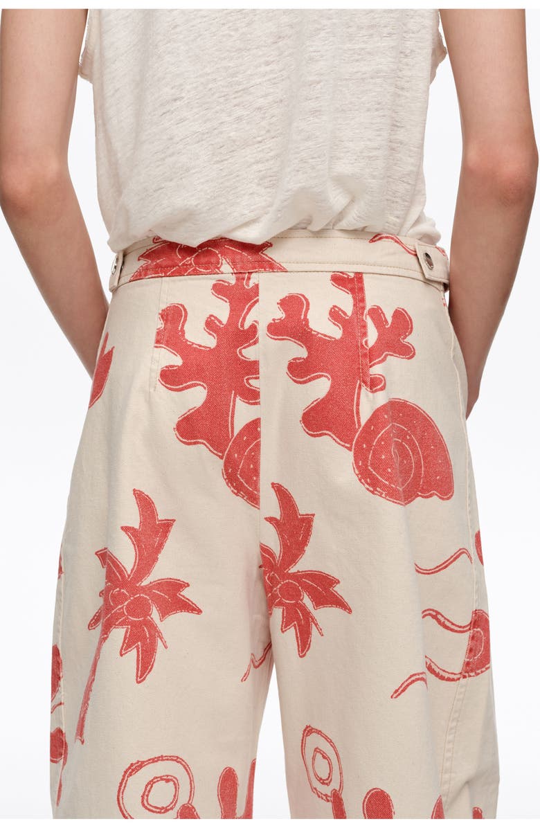 Bimba y Lola Barrel-Leg Cotton Ankle Trousers, Alternate, color, Sand Red