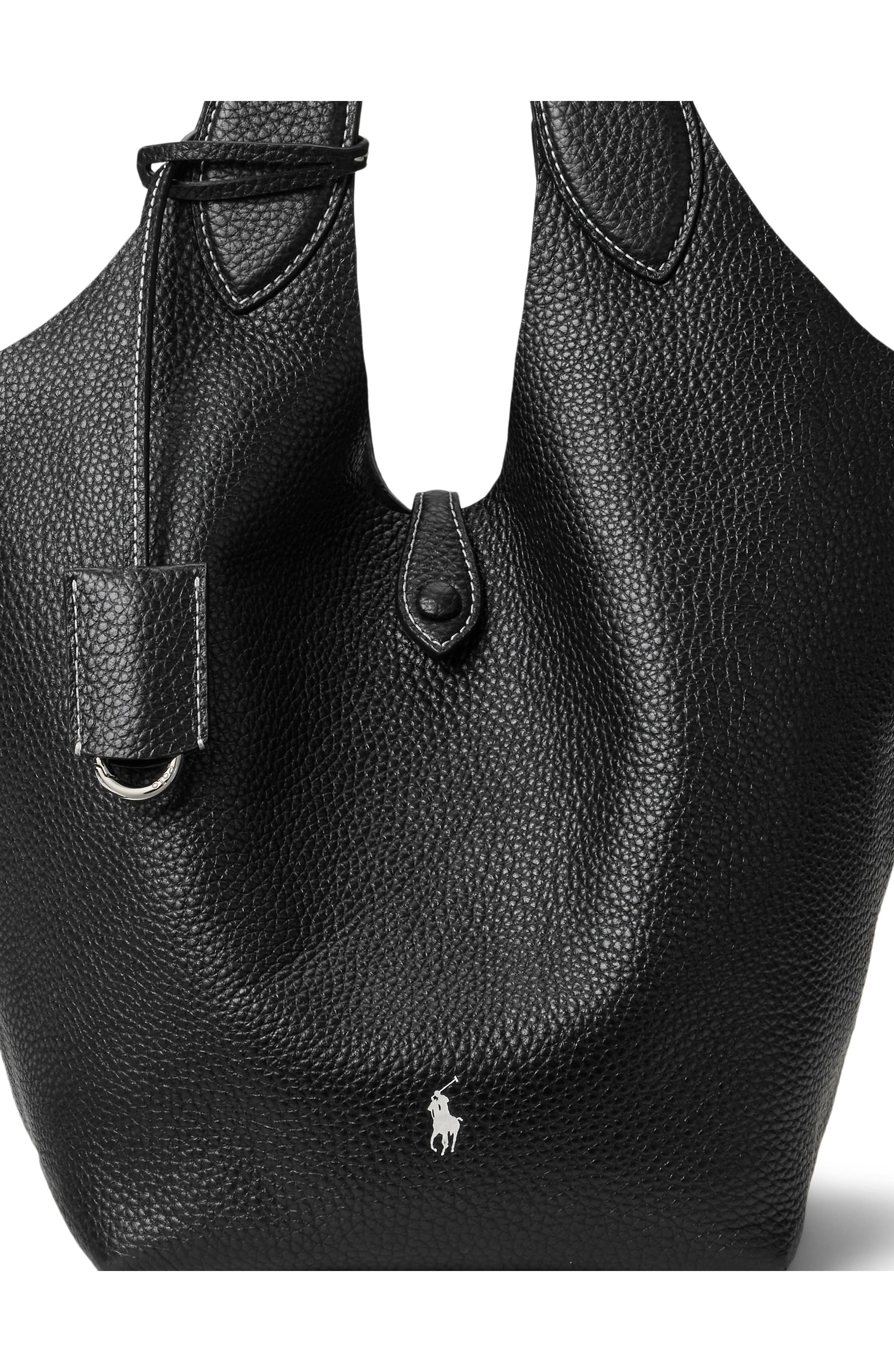 Polo Ralph Lauren Polo Play Leather Tote, Alternate, color, Black
