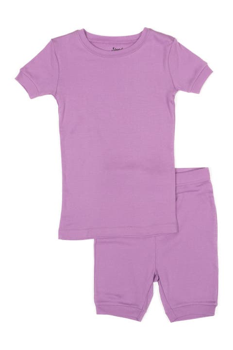Kids Cotton Two-Piece Short Pajamas, Stripes & Solids
