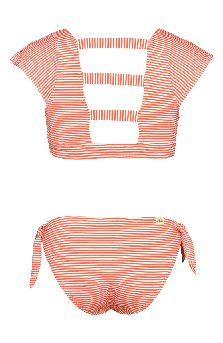 Hobie Kids' Sailor Cap Sleeve Two-Piece Swimsuit, Alternate, color, Poppy