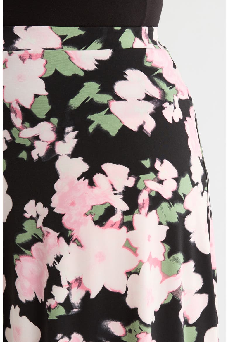 Floral Print Everyday Knit Skirt, Alternate, color, BLACK MULTI