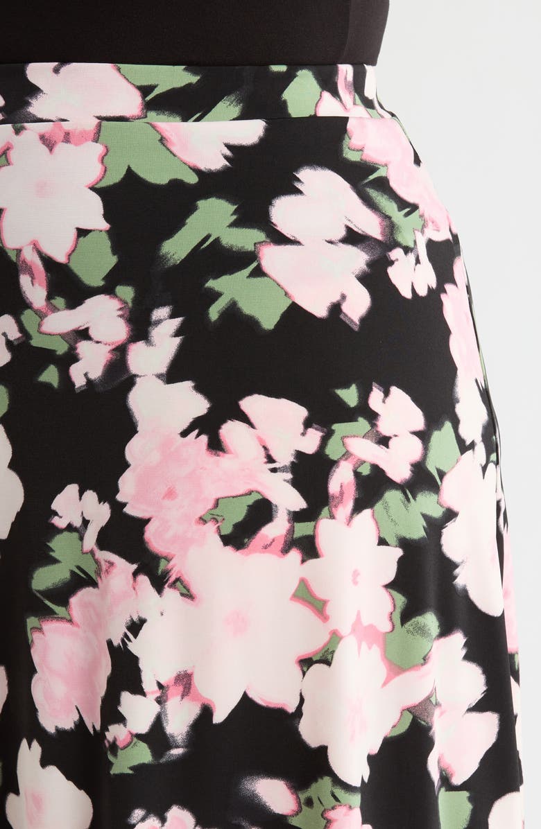 KASPER Floral Print Everyday Knit Skirt, Alternate, color, Black Multi