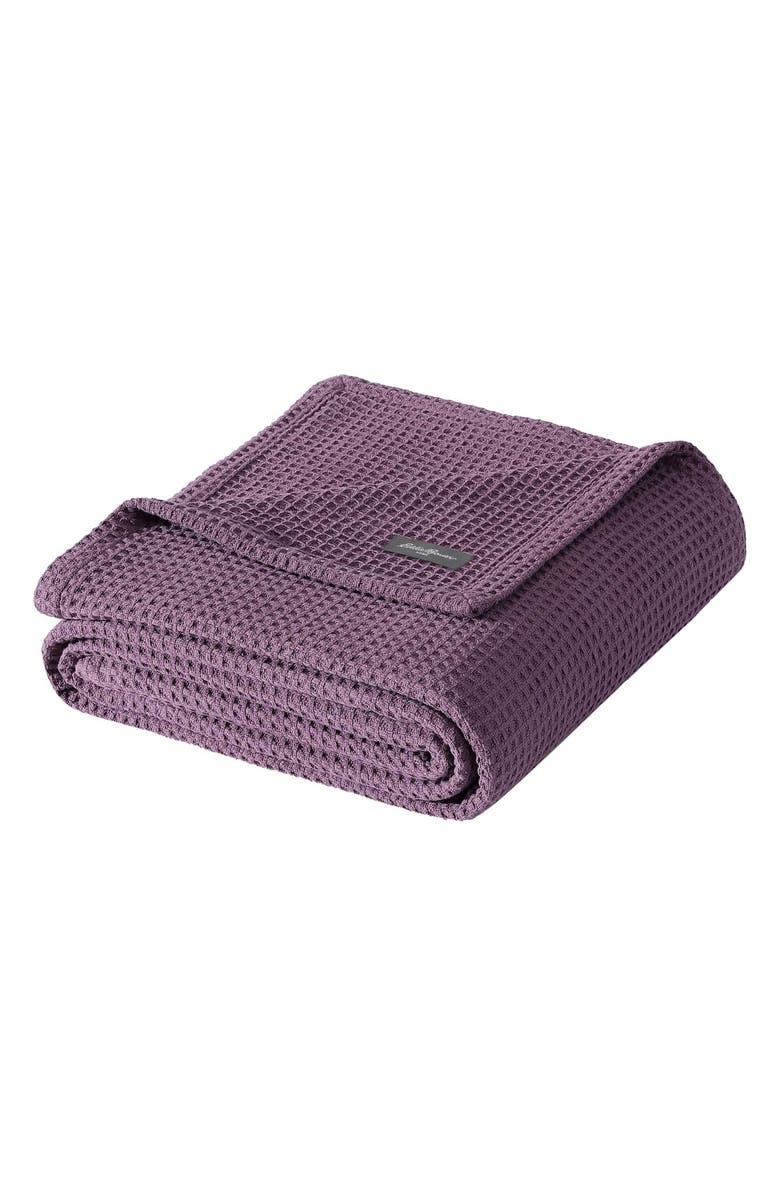 Eddie Bauer Premium Cotton Waffle Throw Blanket, Main, color, Purple
