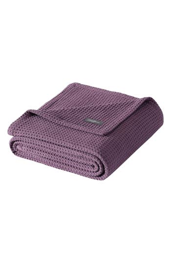 Eddie Bauer Solid Waffle Cotton Reversible Blanket, Twin In Purple
