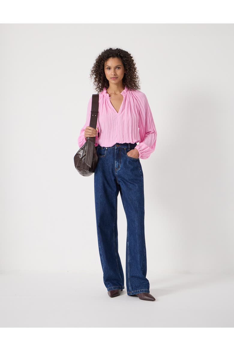 Ruffled Long Sleeve Blouse, Alternate, color, Candy Pink