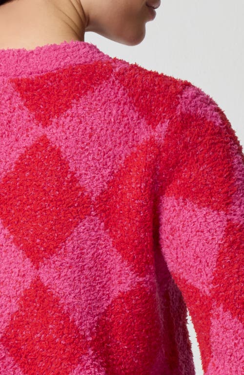 Florence By Mills Crop Argyle Chenille Sweater In Animal Print