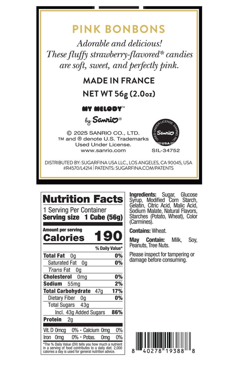 sugarfina x Sanrio My Melody<sup>®</sup> Set of 4 Pink Bonbon Candy Cubes, Alternate, color,
