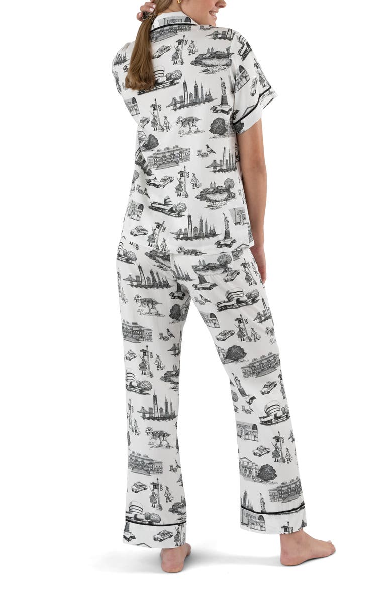 Katie Kime New York Toile Pants Set, Alternate, color, Black