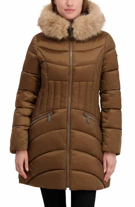 Laundry by Shelli Segal Puffer Jacket with Faux Fur Trim Hood