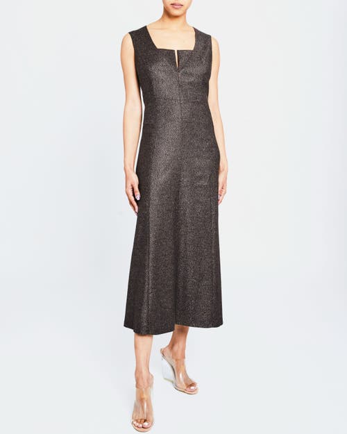 Santorelli Belle Sleeveless Midi Dress With Front Seam Detail In Hickory Brown