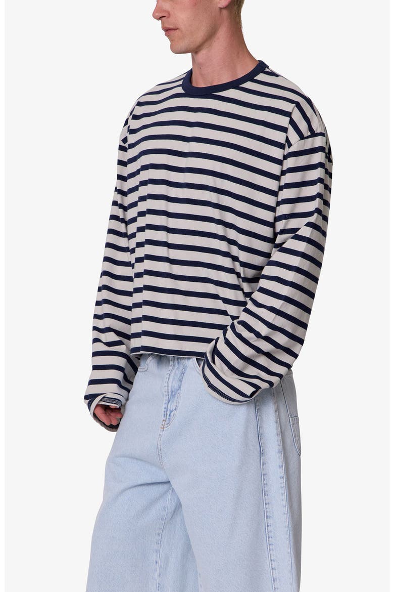 Oversize Stripe Cotton T-Shirt, Alternate, color, WHITE/ NAVY