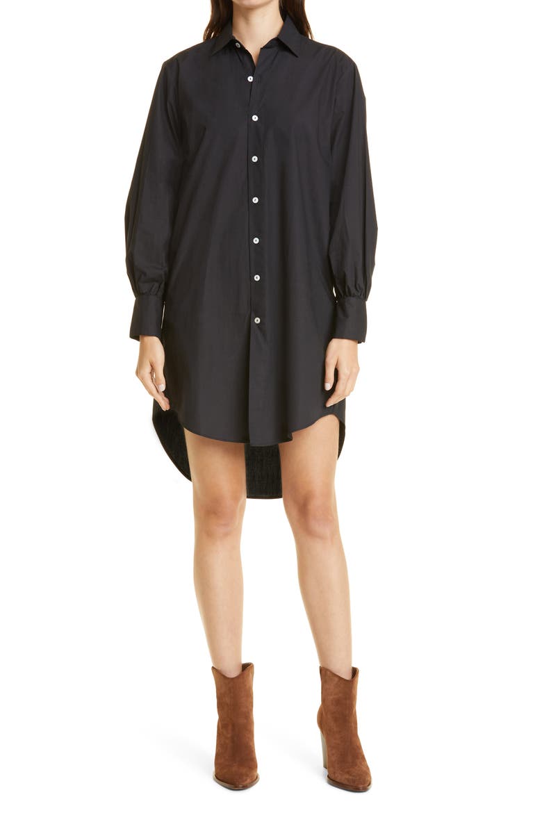 Holly Long Sleeve Shirtdress, Main, color, BLACK