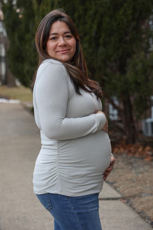 Pinkblush Soft Knit Ruched Maternity Top In White
