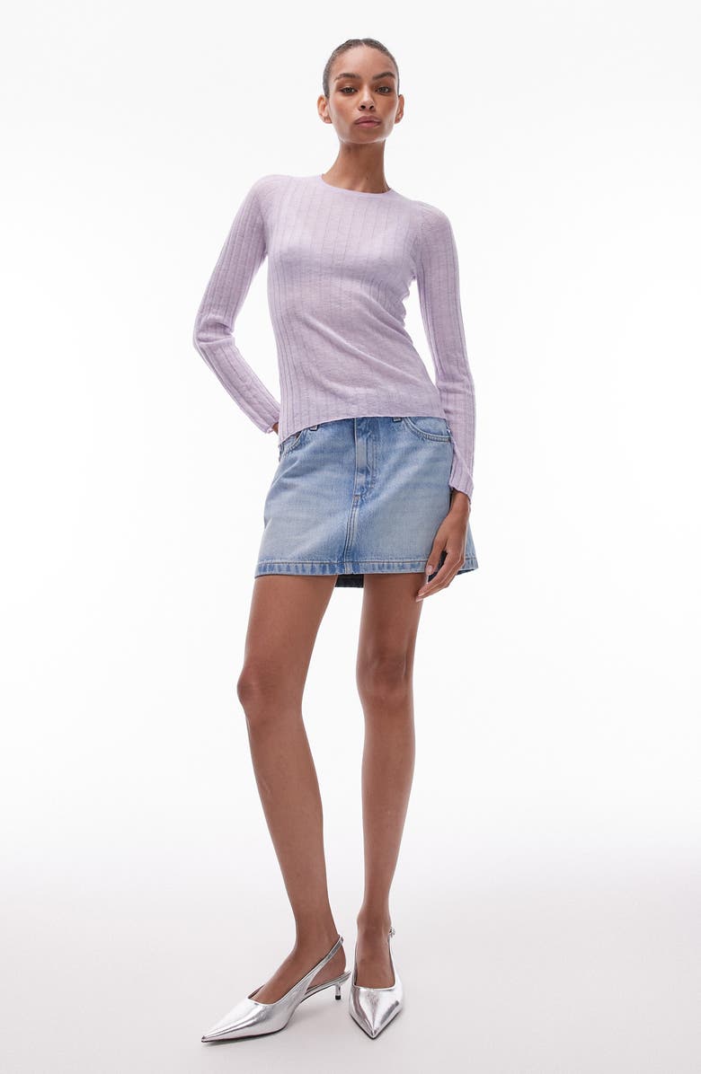 Topshop Denim Miniskirt, Alternate, color,