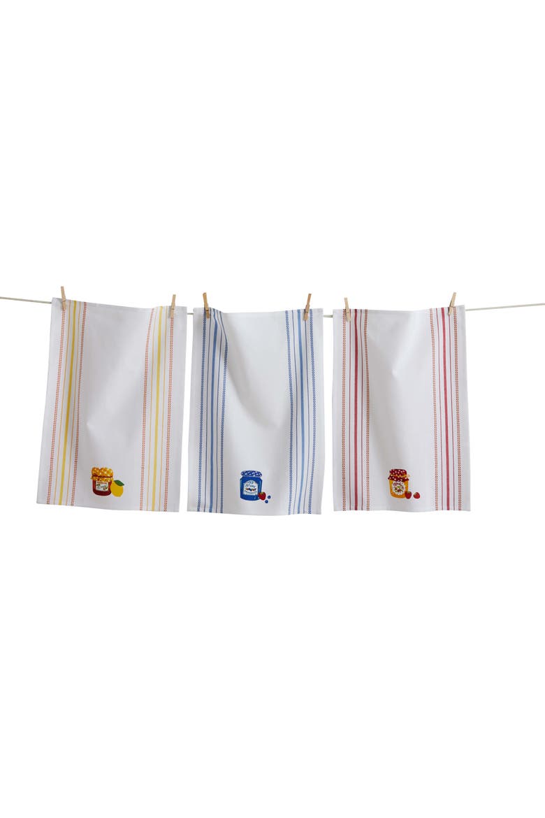 Fresh Pick Jam Jar Dishtowel Set/3 Multi Cotton Summer, Main, color, White