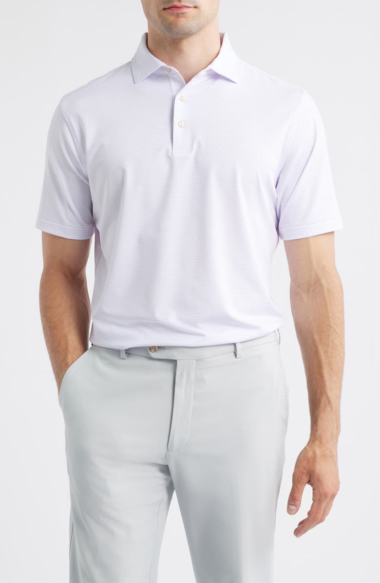 Peter Millar Highland Performance Jersey Polo, Main, color, White / Petal Purple