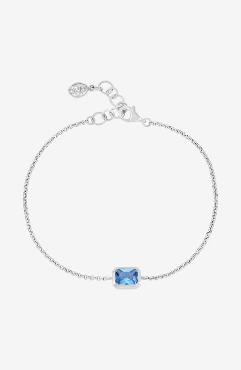 Blue Topaz Octagon Chain Bracelet