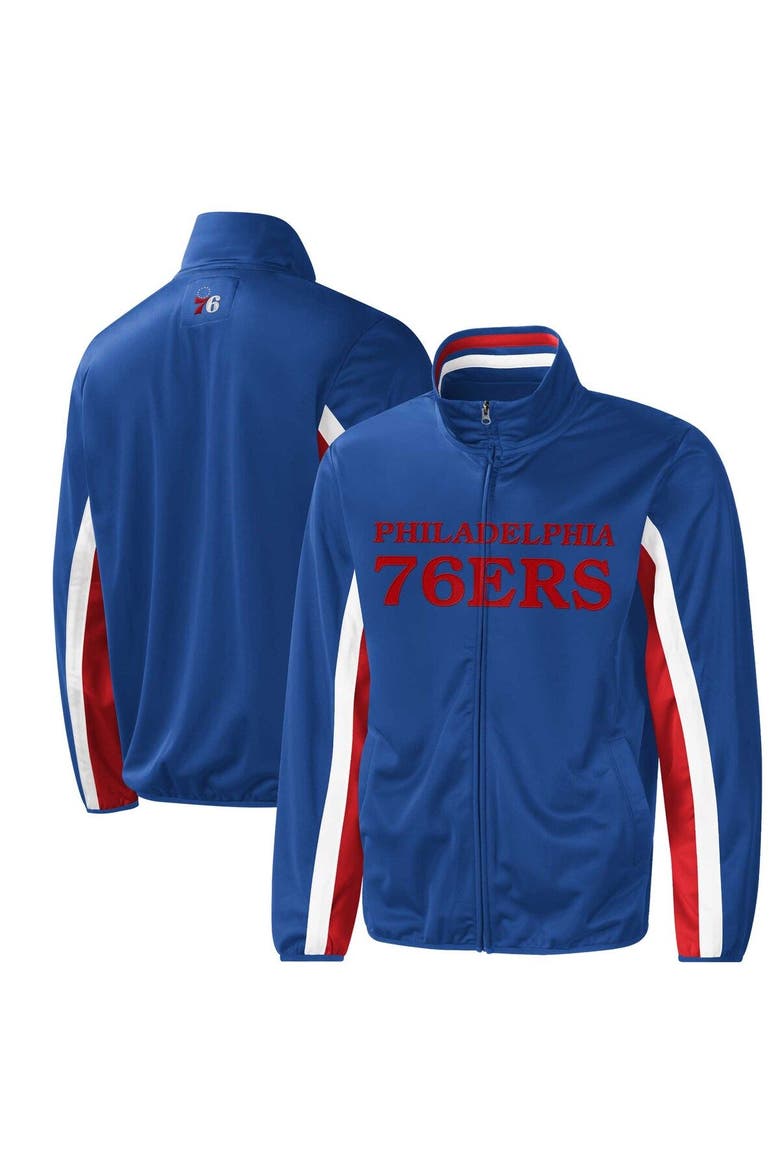 Men's G-III Sports by Carl Banks Royal Philadelphia 76ers Contender Wordmark Full-Zip Track Jacket, Main, color, Royal