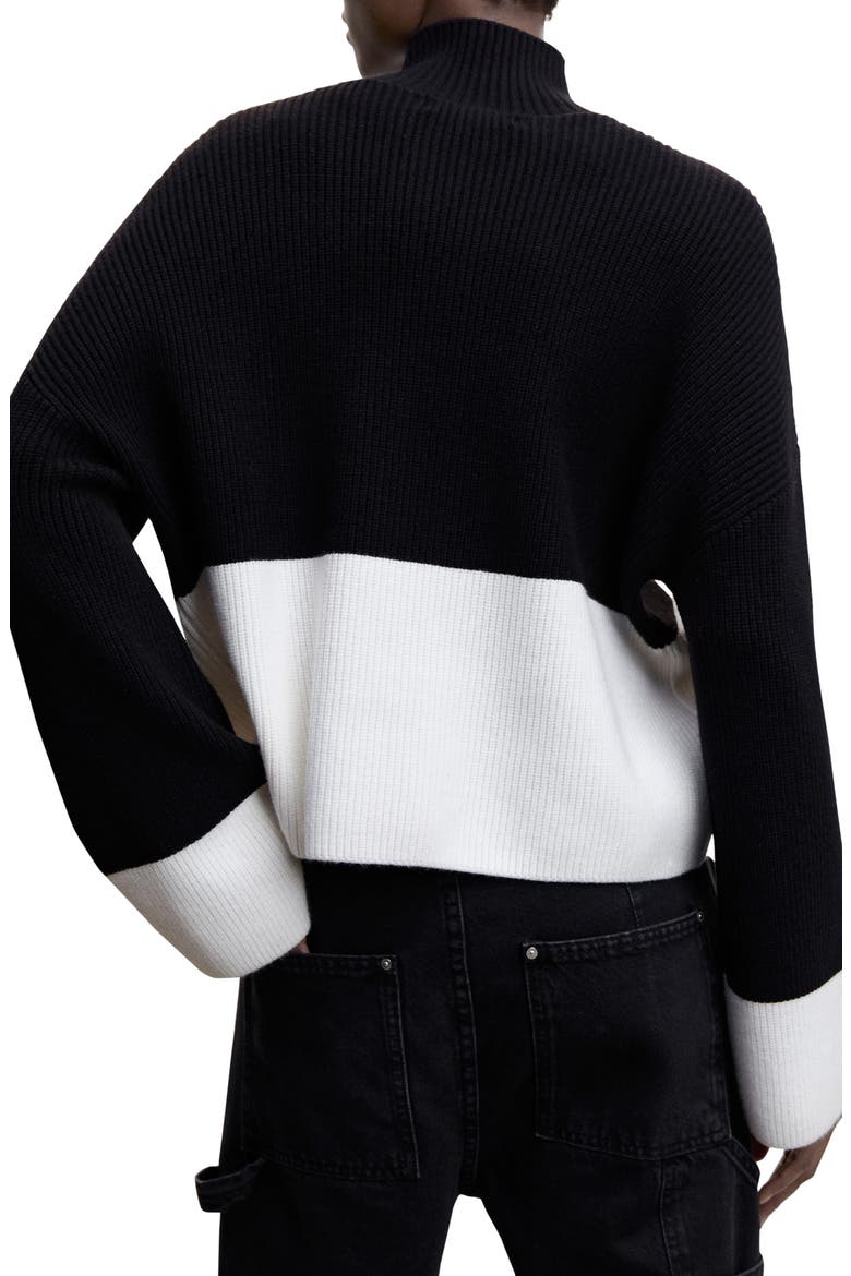 Colorblock Turtleneck Sweater, Alternate, color, BLACK