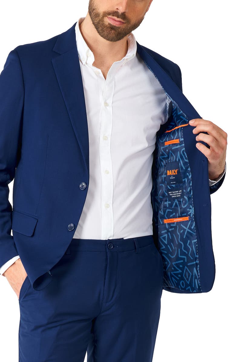 OppoSuits Daily Tailored Fit Dark Blue Two-Piece Suit, Alternate, color, Blue