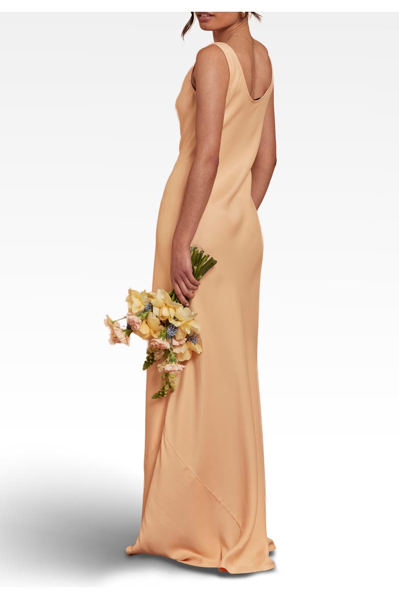 Pandy Satin Cowl Bridesmaid Dress, Alternate, color, Peach