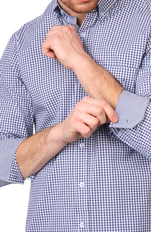 TAILORBYRD TAILORBYRD GINGHAM STRETCH COTTON BUTTON-UP SHIRT 