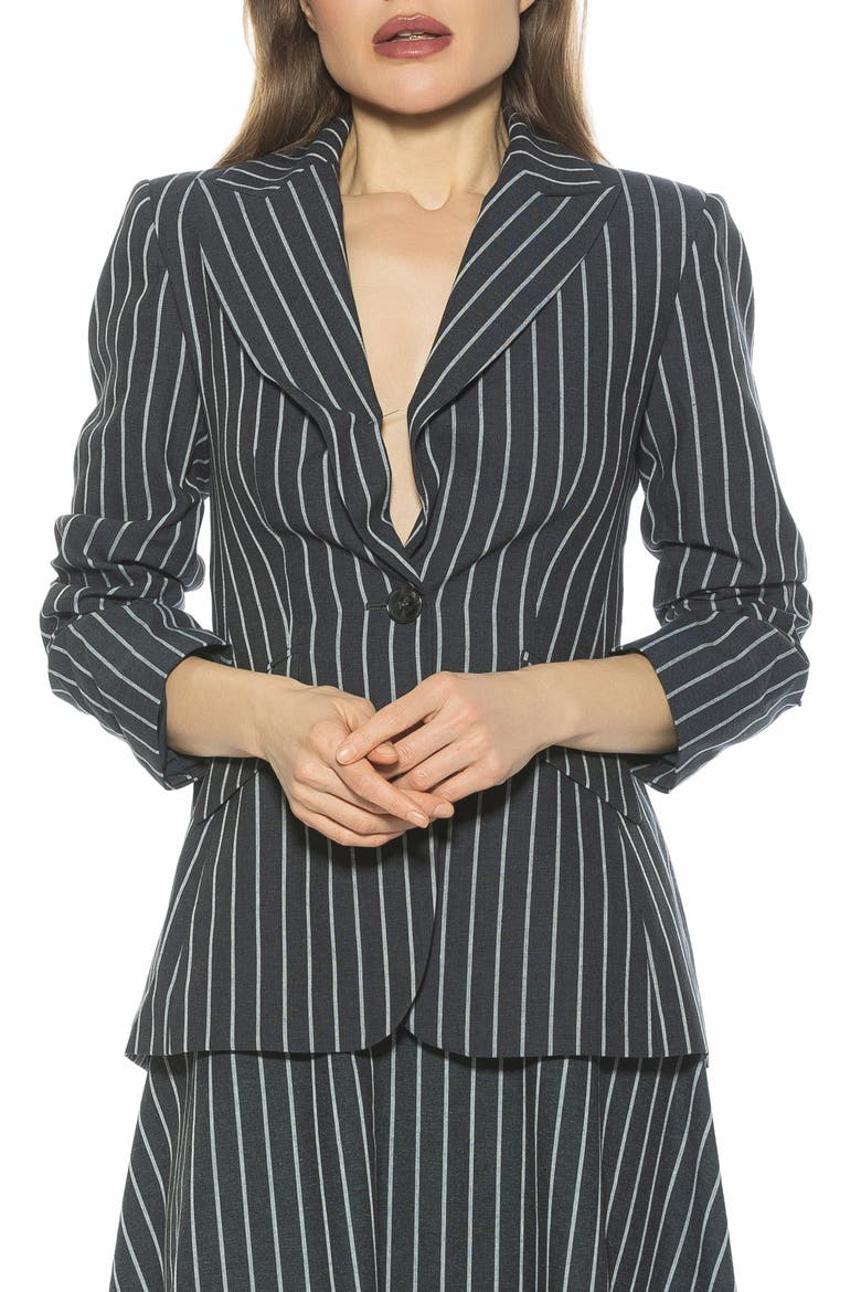 Tau Linen & Cotton Blazer, Main, color, NAVY STRIPE