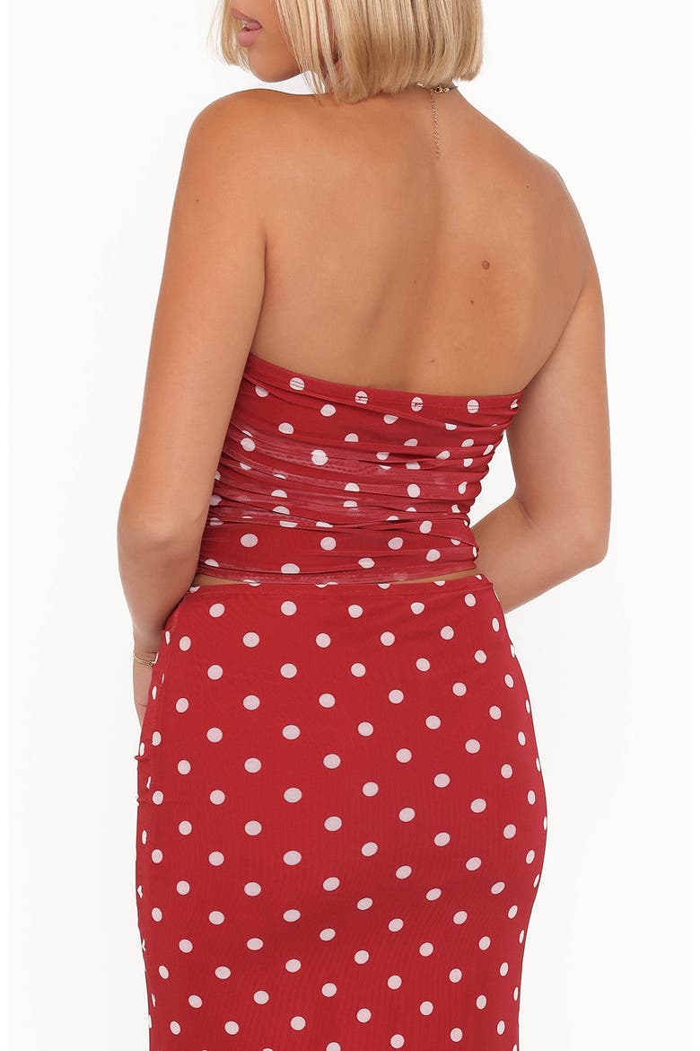 Tullia Polka Dot Strapless Mesh Top, Alternate, color, RED POLKA DOT