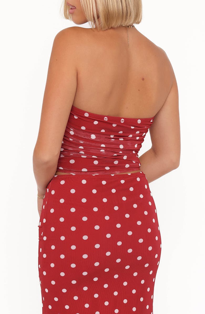 Petal & Pup Tullia Polka Dot Strapless Mesh Top, Alternate, color, Red Polka Dot