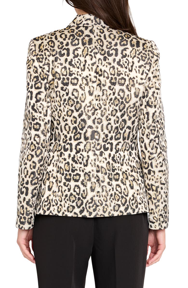 Tahari ASL Leopard Print Metallic Blazer, Alternate, color, Gold Leopard