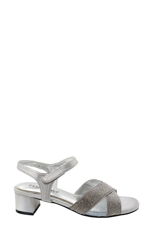 David Tate Holiday Ankle Strap Sandal In Silver Satin