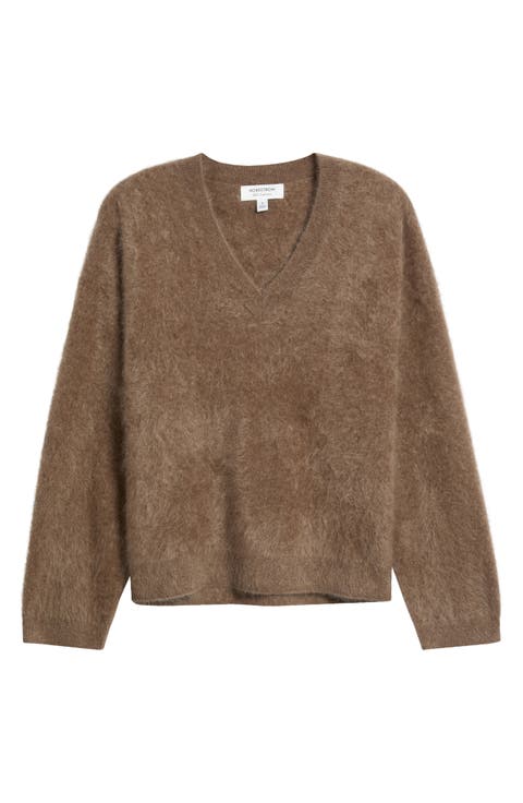 Brushed Cashmere V-Neck Sweater