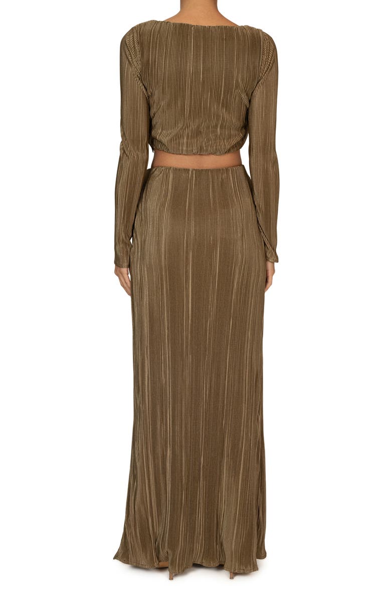 JLUXLABEL Haidyn Plissé Long Sleeve Crop Top & Maxi Skirt Set, Alternate, color,