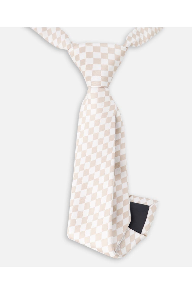 Deux par Deux Sand Check Neck Tie, Alternate, color, White And Sand Check