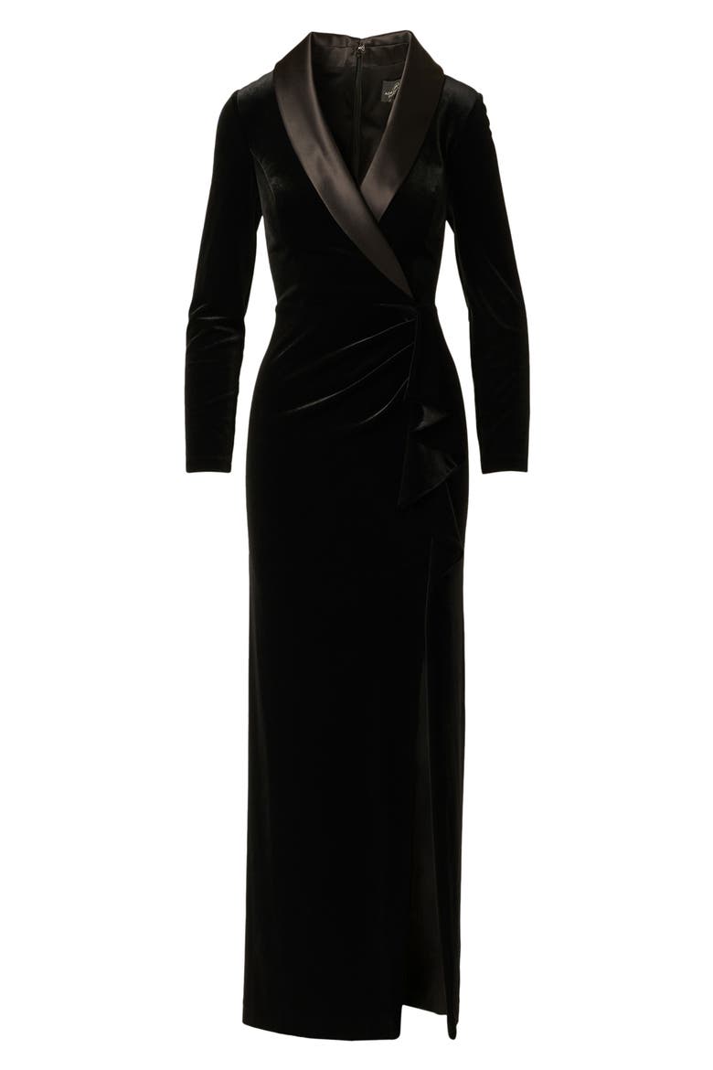 Velvet Tuxedo Gown, Alternate, color, BLACK