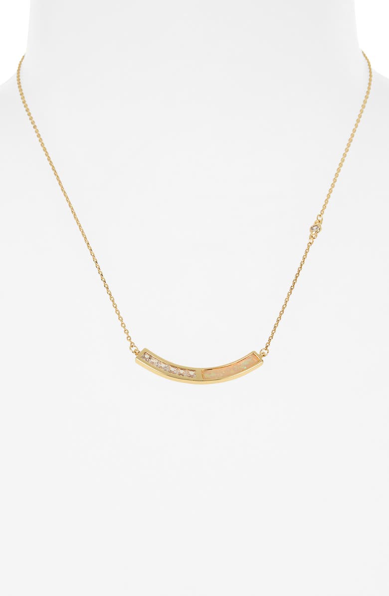 NORDSTROM RACK Cubic Zirconia & Mother-of-Pearl Bar Necklace, Alternate, color,