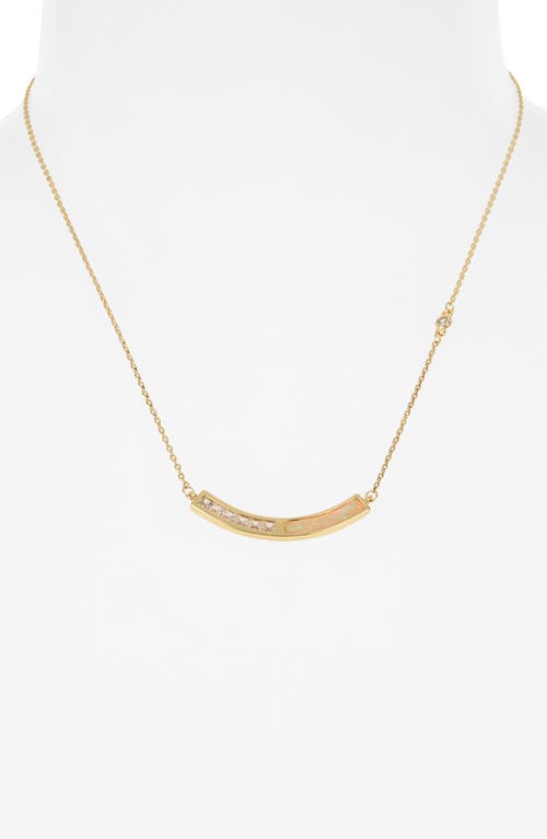 Nordstrom Rack Cubic Zirconia & Mother-of-pearl Bar Necklace In Gold