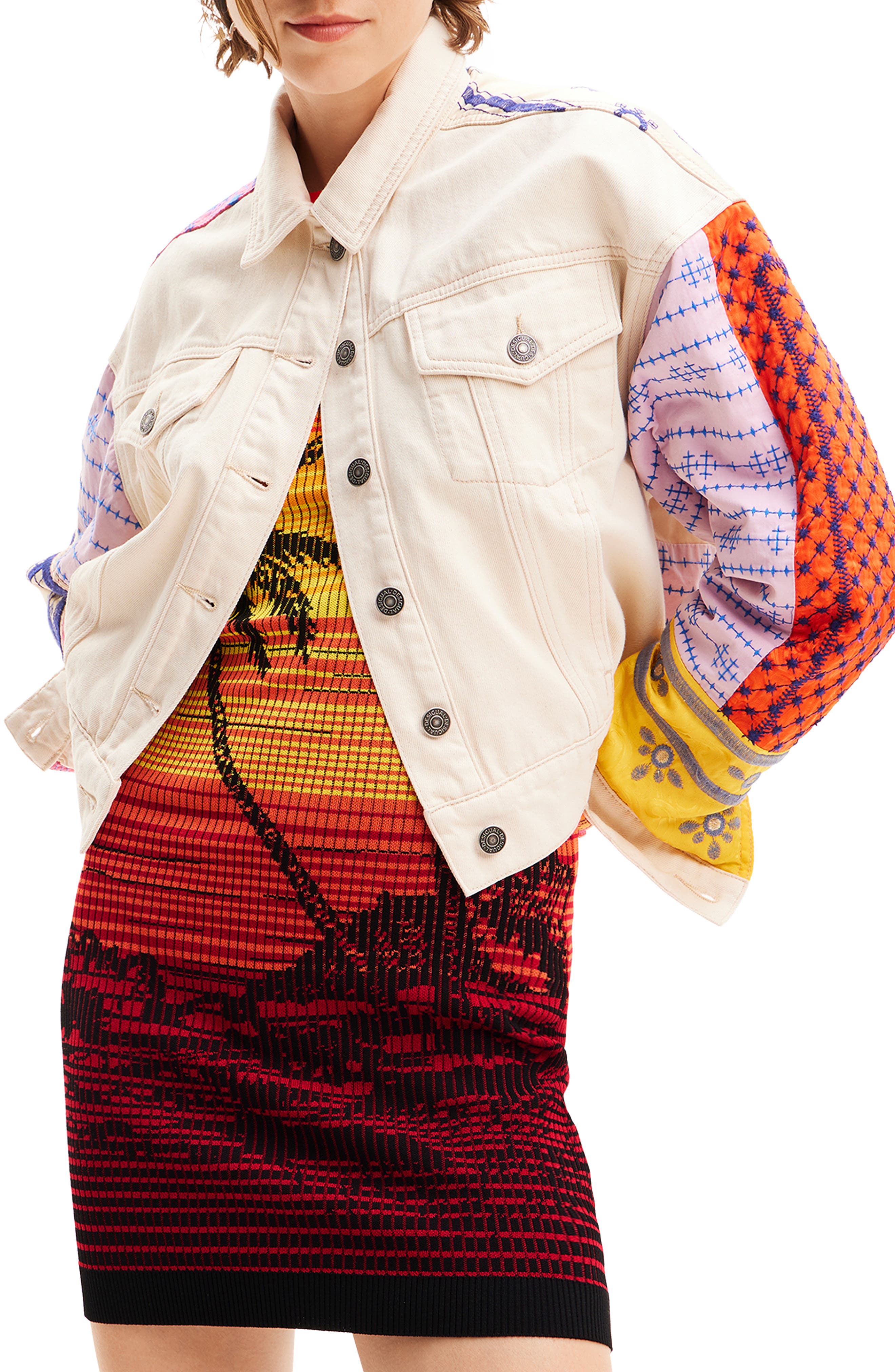 Short Embroidered Denim Jacket