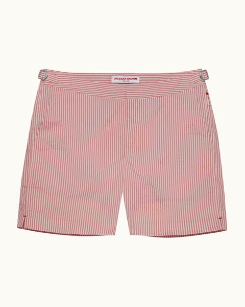 Bulldog Mid-Length Classic Fit Stripe Seersucker Swim Shorts