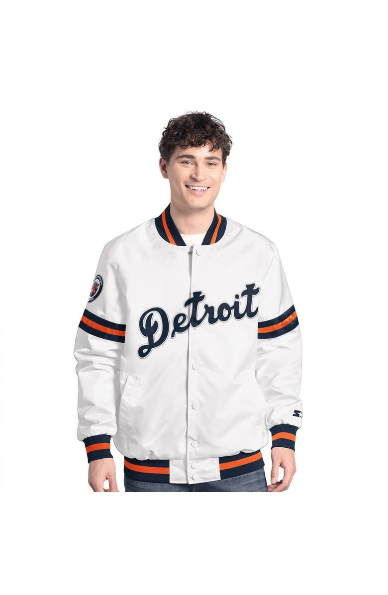 STARTER Men's Starter  White Detroit Tigers Cooperstown Scout Full-Snap Varsity Jacket, Alternate, color, White