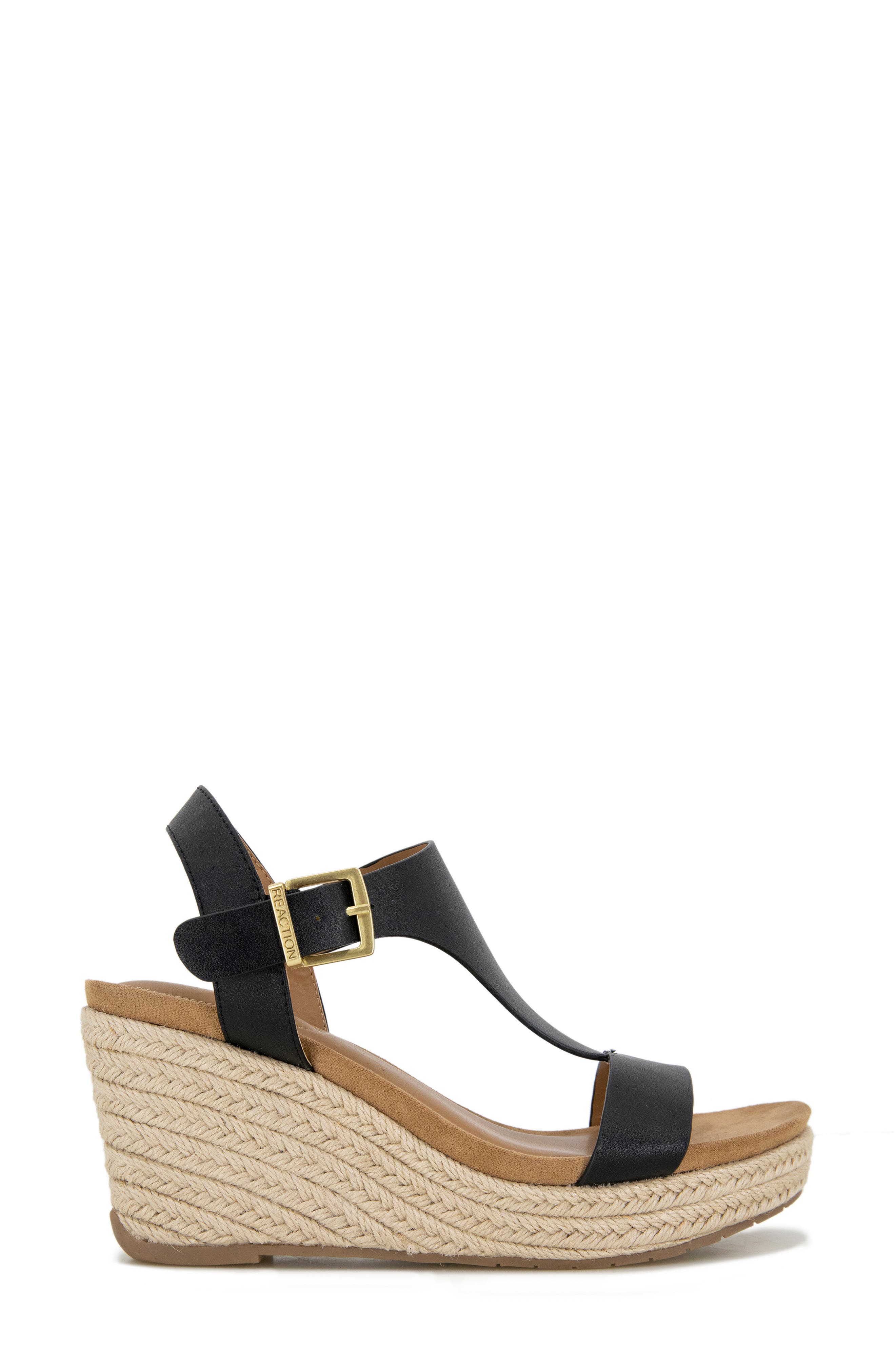Reaction Kenneth Cole Card Platform Wedge Sandal, Alternate, color, Black/Black