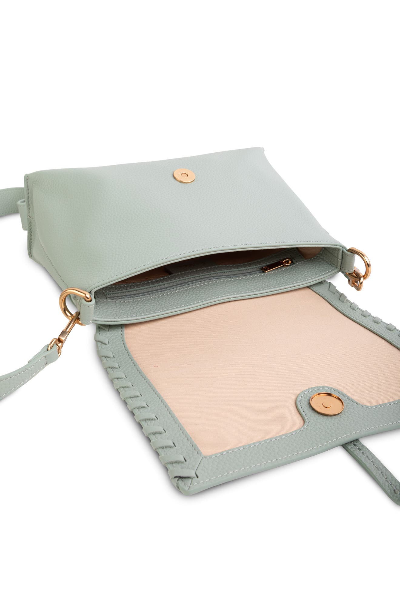 Sylvia Fold Over Leather Crossbody Bag, Alternate, color, LIGHT GREEN